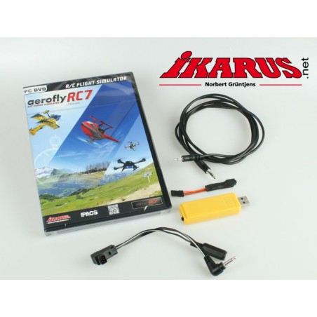IKARUS aerofly RC7 Ultimate DVD with USB-Interface and Adapter for Grp./Futaba/Spektrum