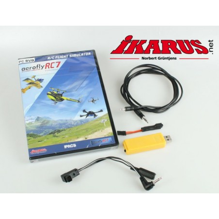 IKARUS aerofly RC7 Professional DVD with USB-Interface and Adapter for Grp./Futaba/Spektrum