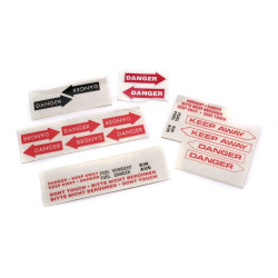 Pegatina Peligro / flecha roja / negra