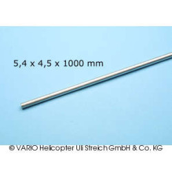 Aluminium tube 5.5 x 4.4 x 1000 mm